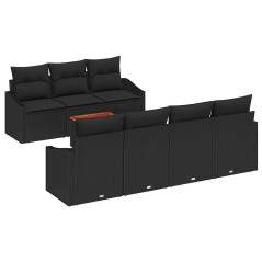 vidaXL Set da giardino di 8 pezzi con cuscini in rattan polietilenico e acacia