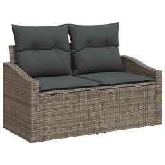vidaXL Set di divani da giardino , 8 pezzi con cuscini grigi in rattan sintetico e legno di acacia
