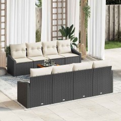 vidaXL Set di divani da giardino 9 pezzi con cuscini, rattan nero e legno di acacia.