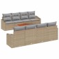 vidaXL Set di divani da giardino 9 pezzi con cuscini beige in rattan sintetico e acacia.