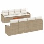 vidaXL Set Divano da Giardino a 9 Pezzi con Cuscini Beige in Rattan Sintetico e Acacia