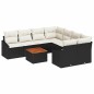 vidaXL Set di Divani da Giardino 9 Pezzi con Cuscini Neri in Rattan Sintetico