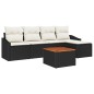vidaXL Set di Divani da Giardino a 6 Pezzi in Rattan Sintetico Nero Acacia vidaXL Set di Divani da Giardino a 6 Pezzi in Rattan Sintetico Nero Acacia