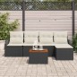 vidaXL Set di Divani da Giardino a 6 Pezzi in Rattan Sintetico Nero Acacia vidaXL Set di Divani da Giardino a 6 Pezzi in Rattan Sintetico Nero Acacia