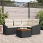 vidaXL Set divano da giardino 5 pezzi con cuscini in poly rattan nero e struttura in acacia vidaXL Set divano da giardino 5 pezzi con cuscini in poly rattan nero e struttura in acacia