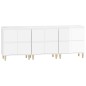 Credenze 3pz Bianco Lucido 60x35x70 cm in Legno Multistrato