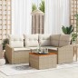 vidaXL Set di Divani da Giardino 5 Pezzi con Cuscini in Rattan Sintetico Beige e Acacia