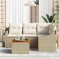 vidaXL Set di Divani da Giardino 5 Pezzi con Cuscini in Rattan Sintetico Beige e Acacia
