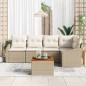 vidaXL Set da Giardino da 6 Pezzi con Cuscini Beige in Rattan Sintetico e Acacia vidaXL Set da Giardino da 6 Pezzi con Cuscini Beige in Rattan Sintetico e Acacia