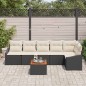 vidaXL Set da giardino con divano a 7 pezzi con cuscini in rattan sintetico nero e acacia
