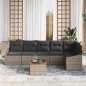 vidaXL Set di divani da giardino a 7 pezzi con cuscini grigi in polirattan acacia vidaXL Set di divani da giardino a 7 pezzi con cuscini grigi in polirattan acacia