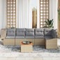vidaXL Set di divani da giardino in 7 pezzi con cuscini beige in rattan sintetico e legno di acacia vidaXL Set di divani da giardino in 7 pezzi con cuscini beige in rattan sintetico e legno di acacia
