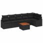 vidaXL Set da Giardino da 7 Pezzi con Cuscini Neri in Polyrattan e Acacia