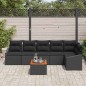 vidaXL Set da Giardino da 7 Pezzi con Cuscini Neri in Polyrattan e Acacia
