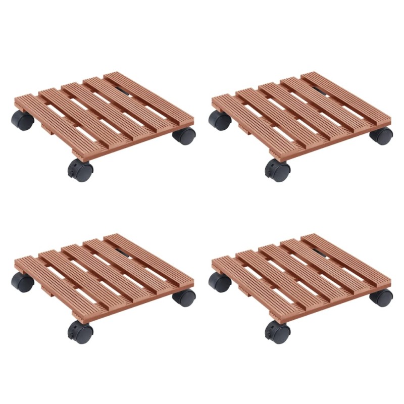 vidaXL Carrelli Porta Piante 4 pz Marroni 30x30x7,5 cm WPC