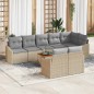 vidaXL Set di divani da giardino di 9 pezzi con cuscini beige in polyrattan e legno di acacia