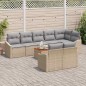 vidaXL Set di divani da giardino di 9 pezzi con cuscini beige in polyrattan e legno di acacia
