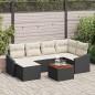 vidaXL Set divani da giardino con cuscini in rattan sintetico nero e acacia, 7 pezzi.