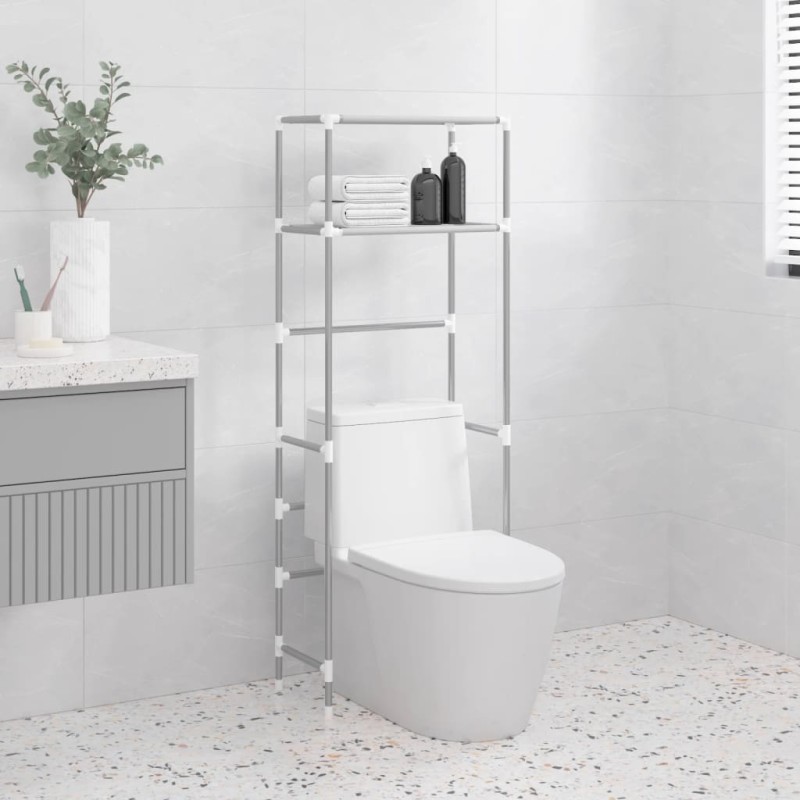 Rastrelliera per Bagno a 2 Livelli Grigia 53,5x28x143 cm Ferro Rastrelliera per Bagno a 2 Livelli Grigia 53,5x28x143 cm Ferro