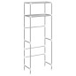 Rastrelliera per Bagno a 2 Livelli Grigia 53,5x28x143 cm Ferro Rastrelliera per Bagno a 2 Livelli Grigia 53,5x28x143 cm Ferro