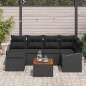 vidaXL Set di divani da giardino di 7 pezzi con cuscini in polirattan nero e acacia vidaXL Set di divani da giardino di 7 pezzi con cuscini in polirattan nero e acacia