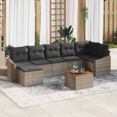 vidaXL Set di divani da giardino 8 pezzi con cuscini grigi in rattan polietilene e acacia.