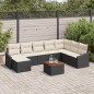 vidaXL Set divani da giardino 9 pezzi con cuscini in rattan nero e acacia