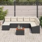 vidaXL Set divani da giardino 9 pezzi con cuscini in rattan nero e acacia