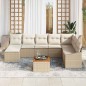 vidaXL Set di divani da giardino a 9 pezzi con cuscini beige in polyrattan e legno di acacia vidaXL Set di divani da giardino a 9 pezzi con cuscini beige in polyrattan e legno di acacia
