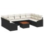 vidaXL Set di divani da giardino da 10 pezzi con cuscini in rattan nero e legno di acacia