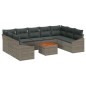 vidaXL Set Divano da Giardino a 10 Pezzi con Cuscini Grigi in Poly Rattan e Acacia vidaXL Set Divano da Giardino a 10 Pezzi con Cuscini Grigi in Poly Rattan e Acacia