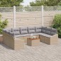 vidaXL Set da Giardino da 10 Pezzi con Cuscini Beige in Rattan Sintetico e Legno di Acacia