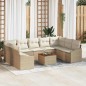 vidaXL Set di divani da giardino con cuscini da 10 pezzi, colore beige, in rattan polietilene e acacia
