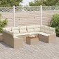 vidaXL Set di divani da giardino con cuscini da 10 pezzi, colore beige, in rattan polietilene e acacia