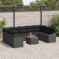 vidaXL Set da giardino di 10 pezzi con cuscini in rattan nero e acacia. vidaXL Set da giardino di 10 pezzi con cuscini in rattan nero e acacia.