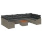 vidaXL Set di divani da giardino da 11 pezzi con cuscini grigi in rattan poliolefinico e acacia vidaXL Set di divani da giardino da 11 pezzi con cuscini grigi in rattan poliolefinico e acacia