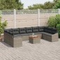 vidaXL Set di divani da giardino da 11 pezzi con cuscini grigi in rattan poliolefinico e acacia vidaXL Set di divani da giardino da 11 pezzi con cuscini grigi in rattan poliolefinico e acacia