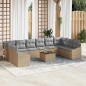 vidaXL Set Giardino 11 Pezzi con Cuscini in Rattan Beige - Polietilene e Acacia