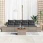 vidaXL Set Divano Giardino 5 Pezzi con Cuscini Grigi in Rattan e Acacia