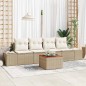 vidaXL Set di Divani da Giardino 5 Pezzi con Cuscini Beige in Rattan Sintetico e Acacia