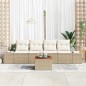 vidaXL Set di Divani da Giardino 5 Pezzi con Cuscini Beige in Rattan Sintetico e Acacia