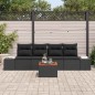 vidaXL Set di Giardino in 5 Pezzi con Cuscini in Rattan Nero e Acacia