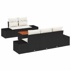 vidaXL Set di Divani da Giardino in 6 Pezzi con Cuscini in Rattan Neri e Acacia