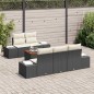vidaXL Set di Divani da Giardino in 6 Pezzi con Cuscini in Rattan Neri e Acacia