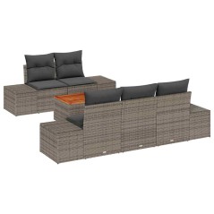 vidaXL Set da giardino di 6 pezzi con cuscini grigi in rattan sintetico e legno di acacia.