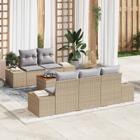 vidaXL Set da Giardino in 6 Pezzi con Cuscini in Rattan Sintetico Beige