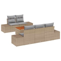 vidaXL Set da Giardino in 6 Pezzi con Cuscini in Rattan Sintetico Beige