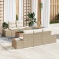 vidaXL Set di divani da giardino da 6 pezzi con cuscini in rattan poliestere e acacia beige.