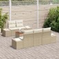 vidaXL Set di divani da giardino da 6 pezzi con cuscini in rattan poliestere e acacia beige.