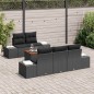 vidaXL Set da Giardino di 6 Pezzi con Cuscini Neri in Rattan Sintetico e Legno di Acacia